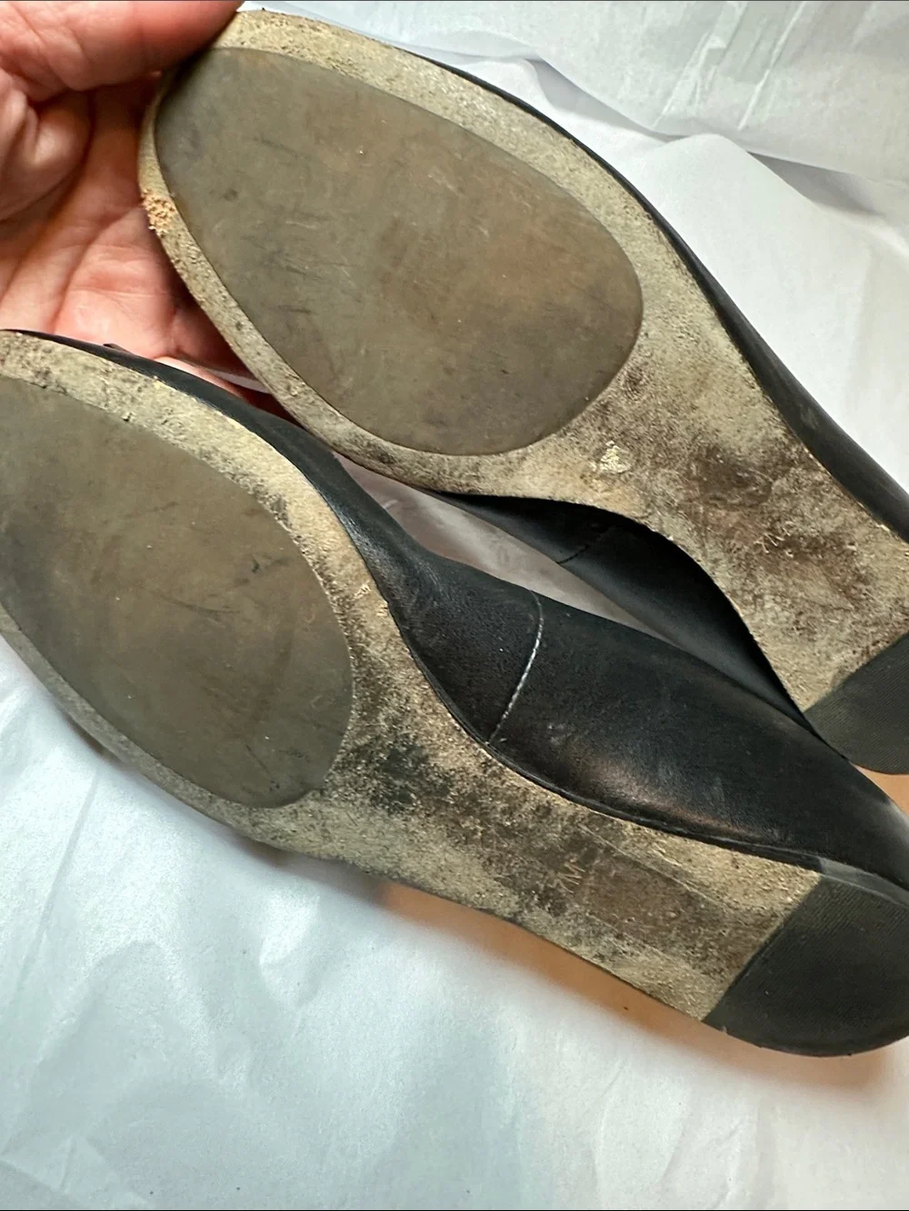 Tory Burch Black Leather Logo Ballet Flats size 7